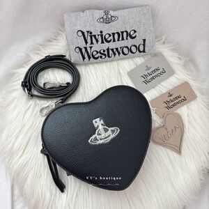 NWT Vivienne Westwood Louise Heart Crossbody Bag Vegan Leather Black 190417 RARE